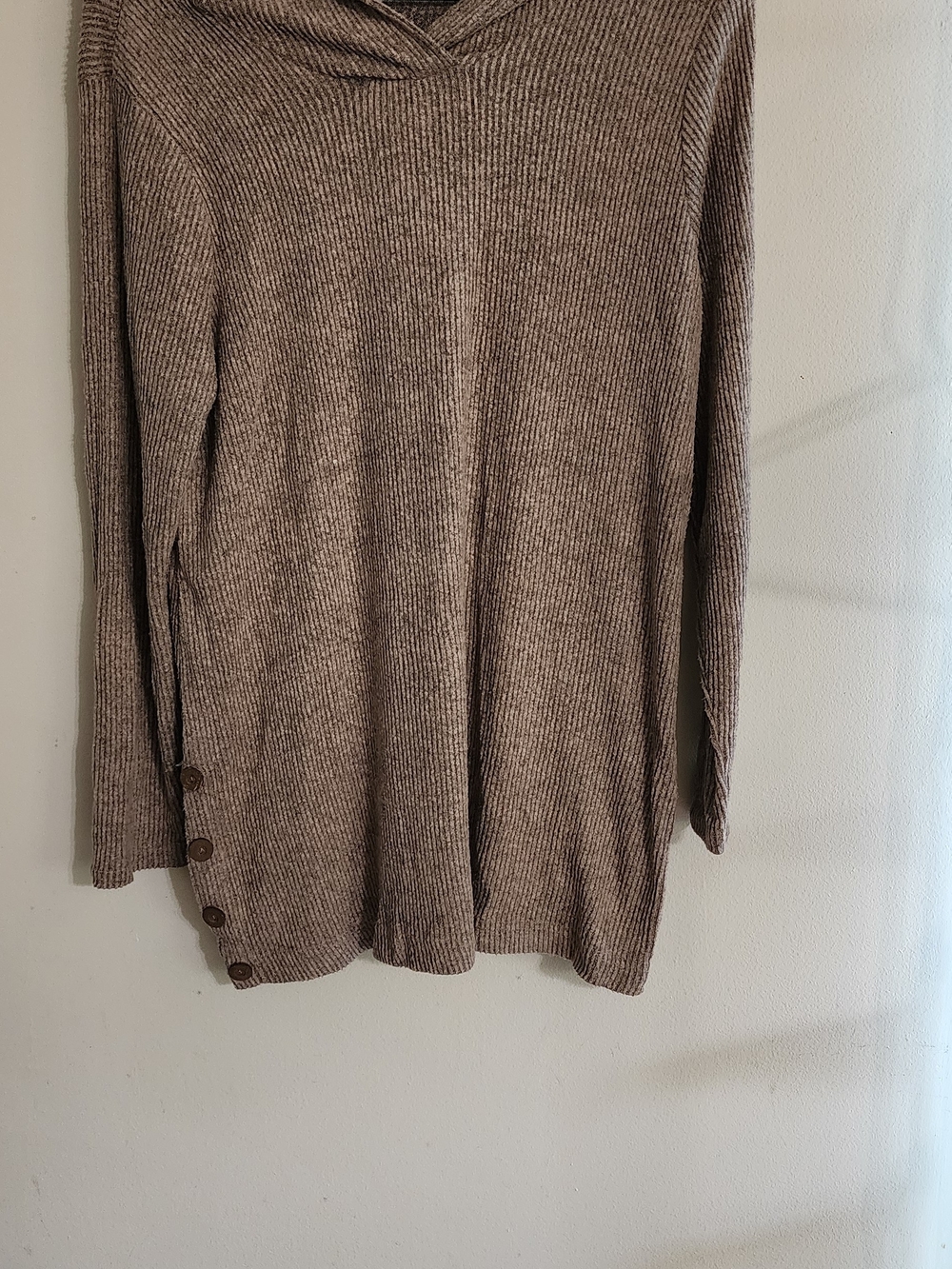 Tasse Verre Brown Ribbed Knit Hooded Sweater Tunics Size 1X